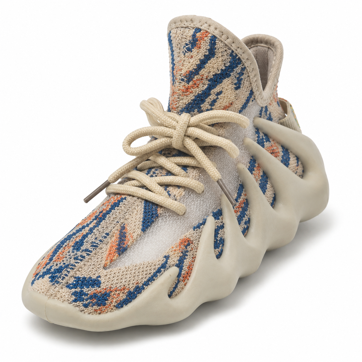 Kids WaveKnit Sneakers – Cream, Blue & Orange